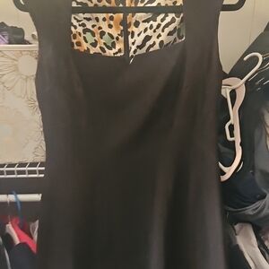Boston Proper Black and Gold Patterned Dress
